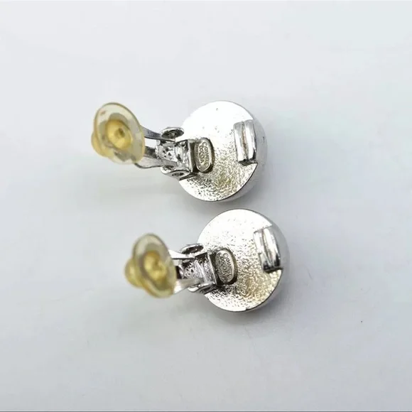Chanel Silver and Red Gripoix Clip Earrings